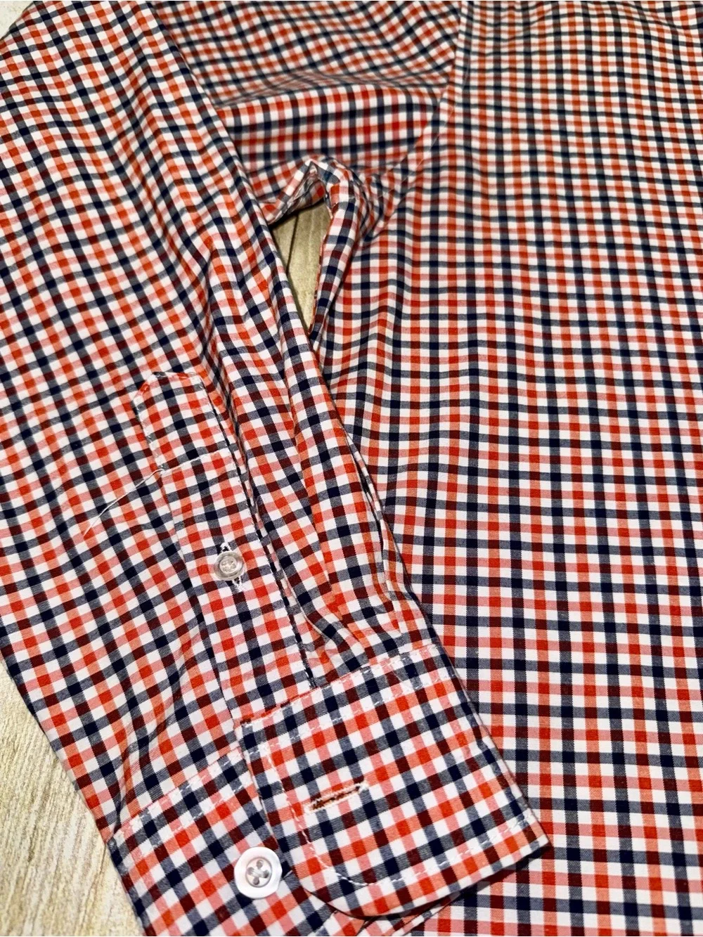Campus Men's Orange & Navy plaid Button-Down Shirt feauturing AU